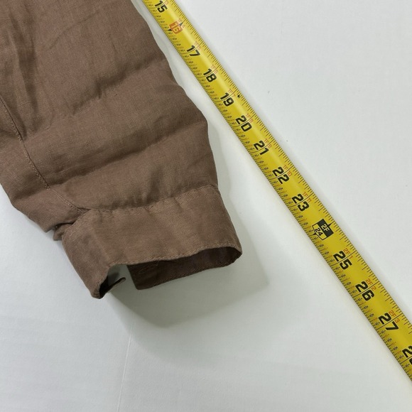 Sigrid Olsen 100% Linen Top Blouse Button Up Shirt Womens XL Brown Roll Tab - Picture 6 of 8